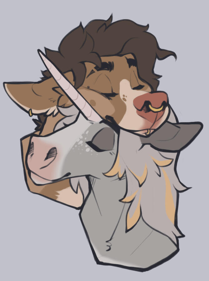 My partner and I&#39;s fursonas when we first got together!