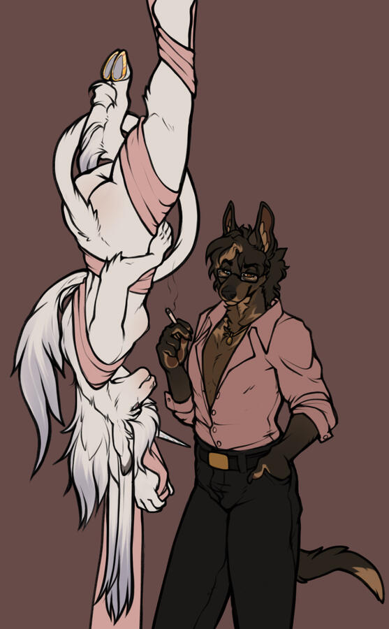 Here he is being friendly with his favorite silk dancer, Eos. This energy is so hot to me